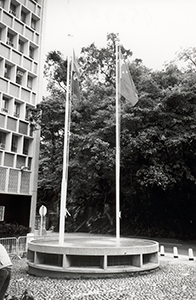 Flagpoles in front of the Central Government Offices, Lower Albert Road, Central, 5 July 1997