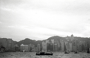 Victoria Harbour at dusk from the podium of the Hong Kong Museum of Art, Tsim Sha Tsui, 16 October 1997