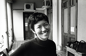 Joanne Shen in the Main Building of HKU, Pokfulam, 16 December 1997