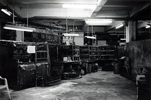 Empty poultry cages at Bridges Street Market, 31 December 1997