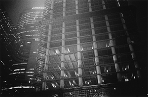 Cheung Kong Center under construction, night, Central, 22 January 1998