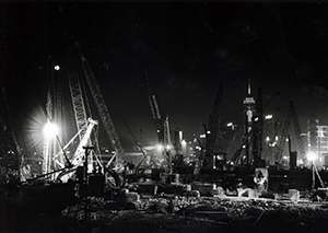 Harbourfront reclamation site at night, Central, 12 February 1998