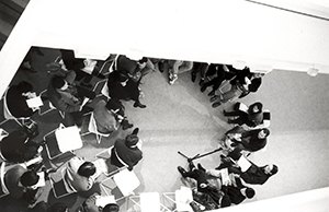Artists conducting a group discussion in the Hong Kong Art Centre, Wanchai, 6 February 1998