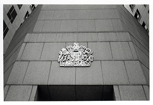 The new crown emblem on the exterior of the British Consulate, Supreme Court Road, 19 April 1998