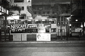 Street scene with electoral banner for Christine Loh, Hennessy Road, Wanchai, 1 May 1998