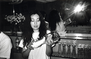 Mio Hani in Lau Kin Wai's bar Steps, Aberdeen Street, 7 May 1998