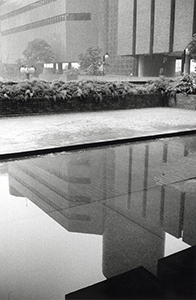 Reflection in rain puddle, Hong Kong Polytechnic University, 23 June 1998