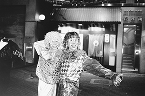 Clowns in Lan Kwai Fong, Central, 11 July 1998