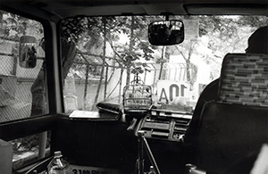 Driver's bird cage in a 10A minibus, 13 July 1998