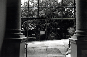 Scaffolding being put up on the Main Building to enable repainting, University of Hong Kong, 8 July 1998