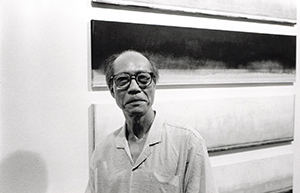 Painter Jerry Kwan (1934-2008) at the Hong Kong Art Centre, Wanchai, 10 September 1998