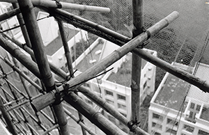 Scaffolding and netting outside a building, Sandy Bay, 5 September 1998