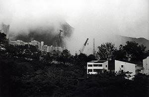 Construction cranes on the former site of the Northcote College of Education, Sassoon Road, Pokfulam, 19 December 1998