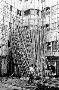 Bamboo scaffolding being dismantled, Sandy Bay, 8 December 1998