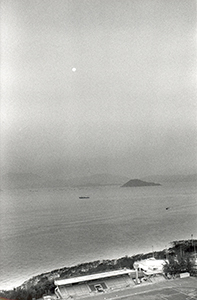 Moon at around 7am, view towards Lantau from Sandy Bay, 4 January 1999