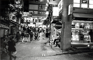 Lan Kwai Fong, viewed from D'Aguilar Street, Central, 16 January 1999