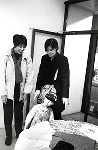 Curator Grace Cheng at a Para Site opening, 23 February 1999