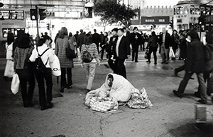 Beggar outside SOGO department store, Causeway Bay, 14 March 1999