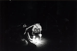 Children with candles during the June 4th memorial rally, Victoria Park, Causeway Bay, 4 June 1999