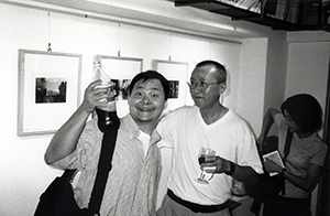 At an exhibition opening at the O P  Fotogallery, Prince's Terrace, 8 July 1999