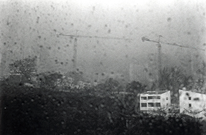 View through a window while a typhoon signal 8 is in force, Sha Wan Drive, Pokfulam, 26 September 1999