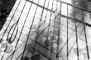 Shadows of railings on a balcony of the Main Building, HKU, 10 November 1999