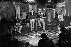 ‘Occupy’ protest camp in the public plaza beneath the Hong Kong and Shanghai Bank headquarters, Central, 12 December 2011