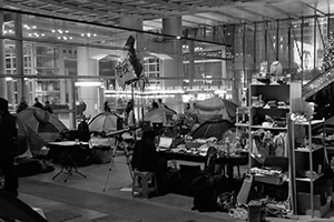 ‘Occupy’ protest camp in the public plaza beneath the Hong Kong and Shanghai Bank headquarters, Central, 12 December 2011