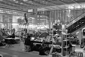‘Occupy’ protest camp in the public plaza beneath the Hong Kong and Shanghai Bank headquarters, Central, 12 December 2011