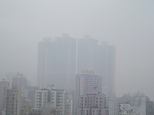 The Belcher's in mist, viewed from Sheung Wan, 28 January 2005