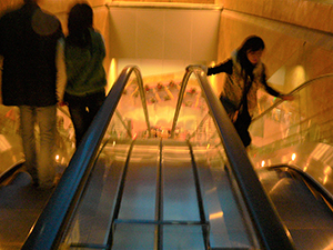 On the long escalator, Langham Place, Mongkok, 29 January 2005