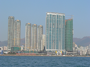 View of West Kowloon, with buildings under construction, 1 January 2005