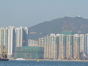 View of Kowloon from Victoria Harbour, 1 January 2005
