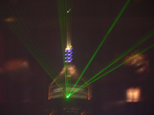 Nightly laser light spectacle: Central Plaza, Wanchai, viewed from Tsim Sha Tsui, 21 January 2005