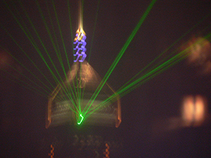 Nightly laser light spectacle: Central Plaza, Wanchai, viewed from Tsim Sha Tsui, 21 January 2005