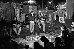 ‘Occupy’ protest camp in the public plaza beneath the Hong Kong and Shanghai Bank headquarters, Central, 12 December 2011