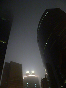 Tall buildings at night, Queen's Road Central, 4 February 2005
