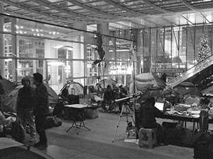 ‘Occupy’ protest camp in the public plaza beneath the Hong Kong and Shanghai Bank headquarters, Central, 12 December 2011