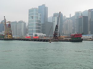 Reclamation site on the waterfront between Central and Admiralty, Hong Kong Island, 26 March 2005