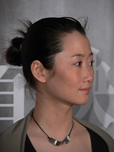 Tao Zhao, Iead actress in Jia Jiangke's film 'The World', at a ceremony before the film's showing in the Hong Kong lnternational Film Festival, Hong Kong Cultural Centre, Tsim Sha Tsui, 6 April 2005