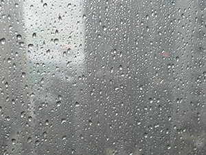 Rainy weather: view through a window, Sheung Wan, 10 May 2005