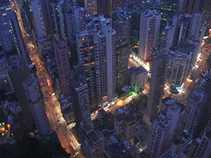 Wanchai at night, from above, 12 May 2005