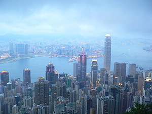 View of Victoria Harbour from the Peak, Hong Kong Island, 15 May 2005