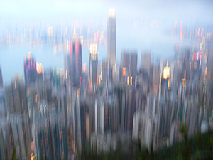 View of Victoria Harbour from the Peak, Hong Kong Island, 15 May 2005