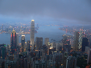 View of Victoria Harbour from the Peak, Hong Kong Island, 15 May 2005