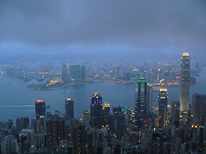 View of Victoria Harbour from the Peak, Hong Kong Island, 15 May 2005