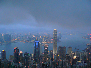 View of Victoria Harbour from Lugard Road, the Peak, Hong Kong Island, 15 May 2005