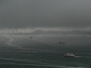 Victoria Harbour, with view of Stonecutters Island, 13 June 2005