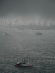 Victoria Harbour, with view of a container terminal, 13 June 2005