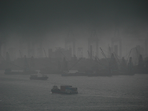 Victoria Harbour, with view of a container terminal, 13 June 2005